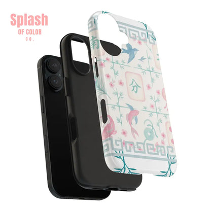 Whimsical Mahjong Tile Pastel Preppy Tough Phone Cases with Vibrant Oriental Designs Mahj Lover Gift Phone Case