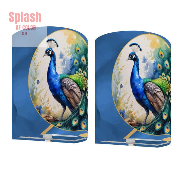 Watercolor Floral Peacock Elegant Blue Gold Marbled DesignedWireless Wall Lighting - Splash of Color co.