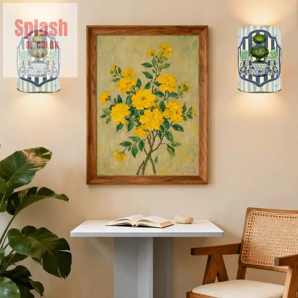 Preppy Green, Blue, Staffordshire Dogs, Chinoiserie Wireless Wall Lighting - Splash of Color co.
