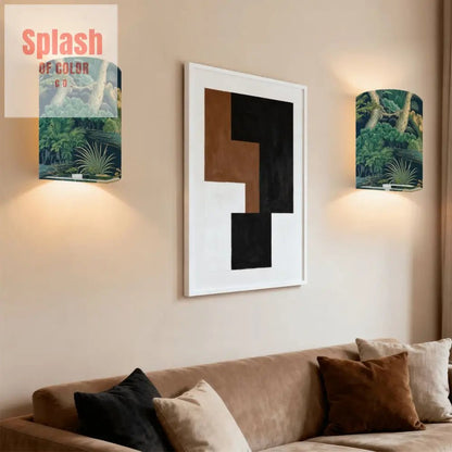 Chinoiserie Asian Zen Garden Blue Green Pagoda Wireless Wall Lighting - Splash of Color co.