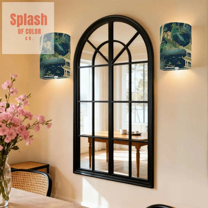 Chinoiserie Asian Zen Garden Blue Green Pagoda Wireless Wall Lighting - Splash of Color co.