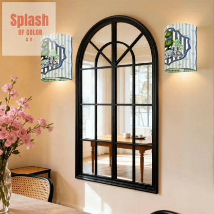 Preppy Green, Blue, Staffordshire Dogs, Chinoiserie Wireless Wall Lighting - Splash of Color co.