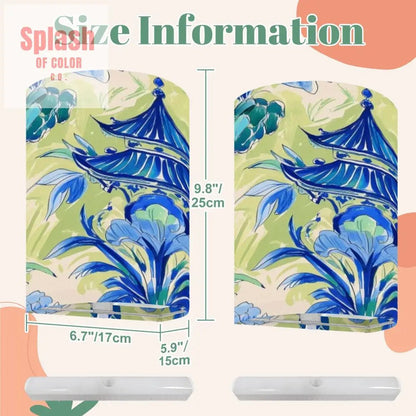 Asian Chinoiserie Blue Pagoda B Blue, Green Tranquil Zen Wireless Wall Lighting - Splash of Color co.