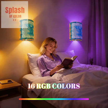 Chinoiserie Asian Monkey Orange Blue Whimsical Wireless Wall Lighting - Splash of Color co.