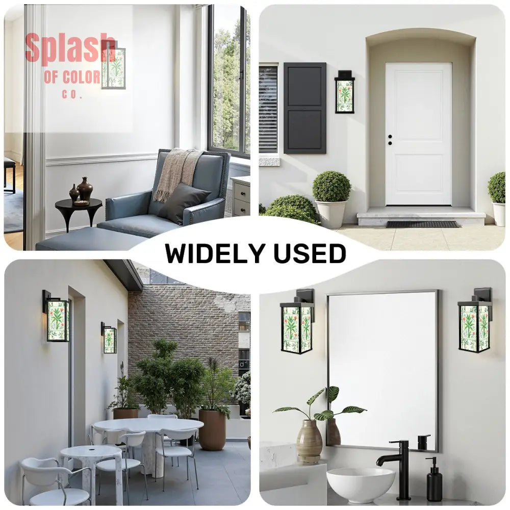 Zen Garden Green Bamboo Floral Bamboo Tree Asian Garden Patio Wall Light Sconce - One Size - Wall Lighting