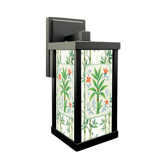 Zen Garden Green Bamboo Floral Bamboo Tree Asian Garden Patio Wall Light Sconce - One Size - Wall Lighting