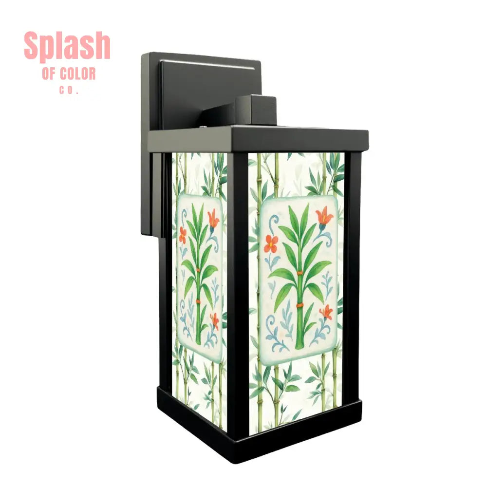 Zen Garden Green Bamboo Floral Bamboo Tree Asian Garden Patio Wall Light Sconce - One Size - Wall Lighting
