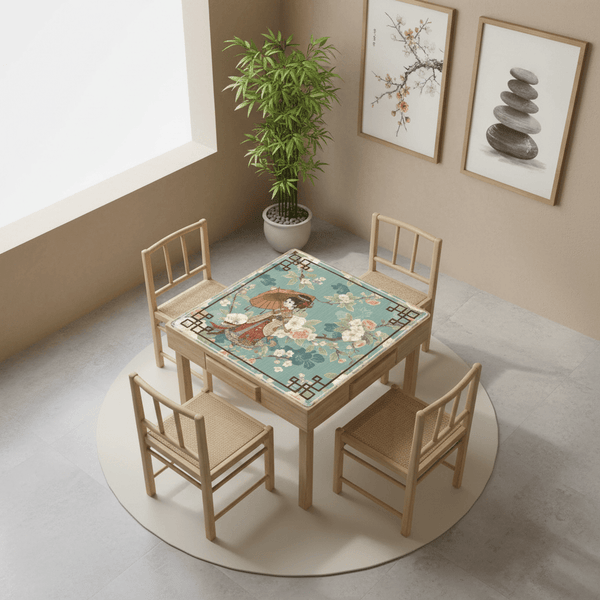 April Showers Asian Cherry Blossoms Vintage Inspired Mahjong Mat - Splash of Color Co.